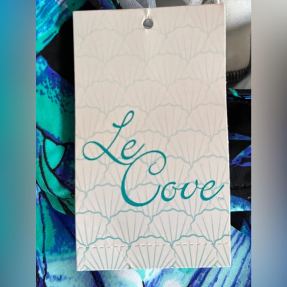 NWT Le Cove Floral Blue & Green One Piece Swimsuit Size 14 (Large L)  SKU 25 - Picture 6 of 8
